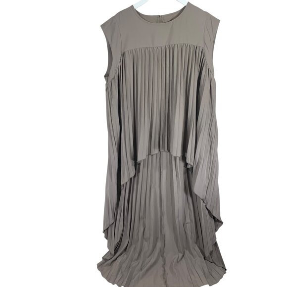 plus size Elegant Gray Pleated gray taupe Dress SIZE 3XL OVVABABY - Picture 1 of 13